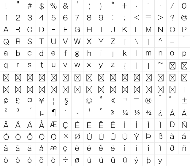 A-OTF Gothic MB101 Pr5 L Character Map