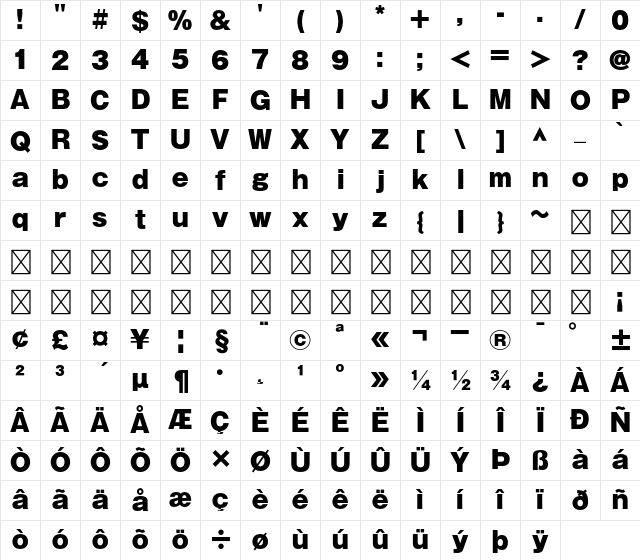 A-OTF Gothic MB101 Pr5 U Character Map