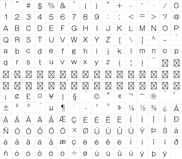 A-OTF Gothic MB101 Pro L Character Map A-OTF Gothic MB101 Pro L Character Map