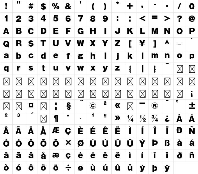 U-OTF Gothic MB101 Upr U Character Map U-OTF Gothic MB101 Upr U Character Map