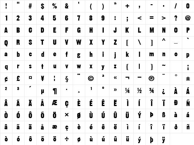 GothicSSK Bold Character Map