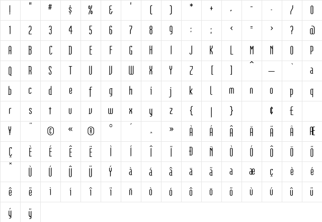 Gothikka Regular Character Map