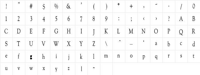 GourdaThin Regular Character Map