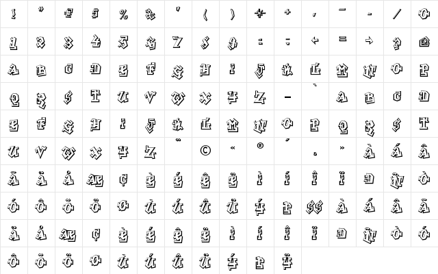 Graffiti Treat Regular Character Map