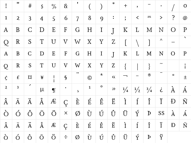 AtmaSerif-BookRomanQC Regular Character Map