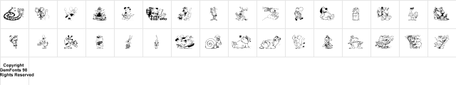 Krazy Kritters Regular Character Map