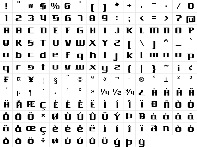 Grand Darvin Regular Character Map