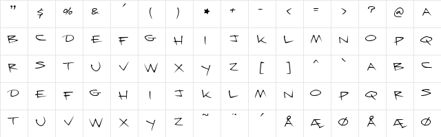 Krazy Nights Regular Character Map Krazy Nights Regular Character Map