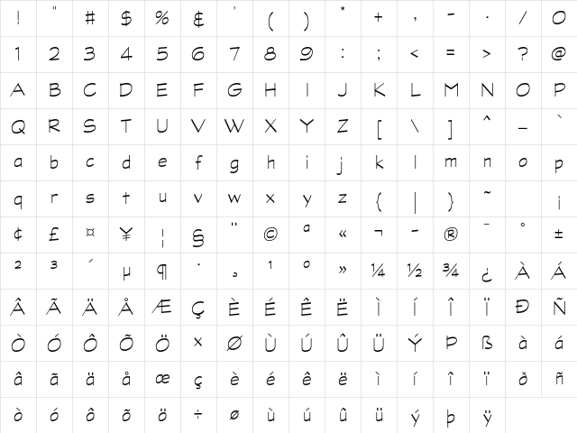 Graphite Std Light Character Map