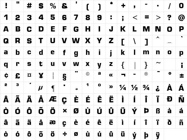 Microstyle ATT Bold Character Map