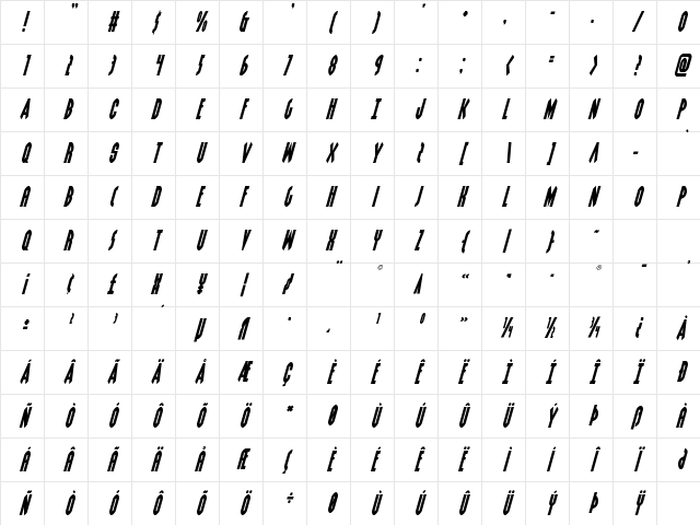 Grendel's Mother Title Italic Italic Character Map