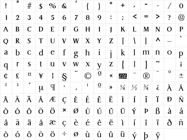 Griffon Regular Character Map Griffon Regular Character Map