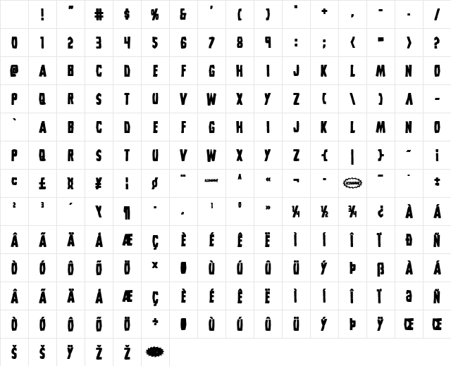 Grim Ghost Bold Character Map