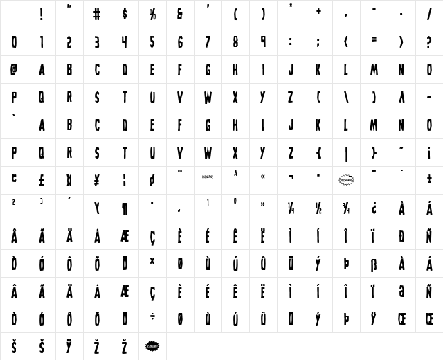 Grim Ghost Condensed Character Map Grim Ghost Condensed Character Map