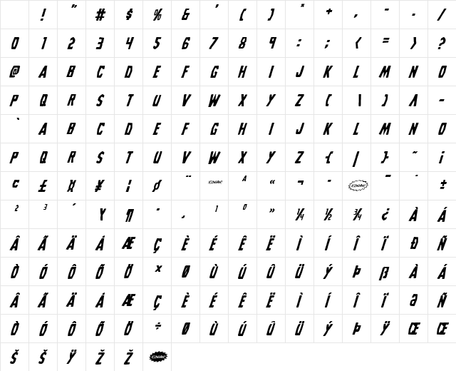 Grim Ghost Italic Character Map Grim Ghost Italic Character Map