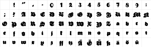 Grobe Hand Fleache Character Map Grobe Hand Fleache Character Map