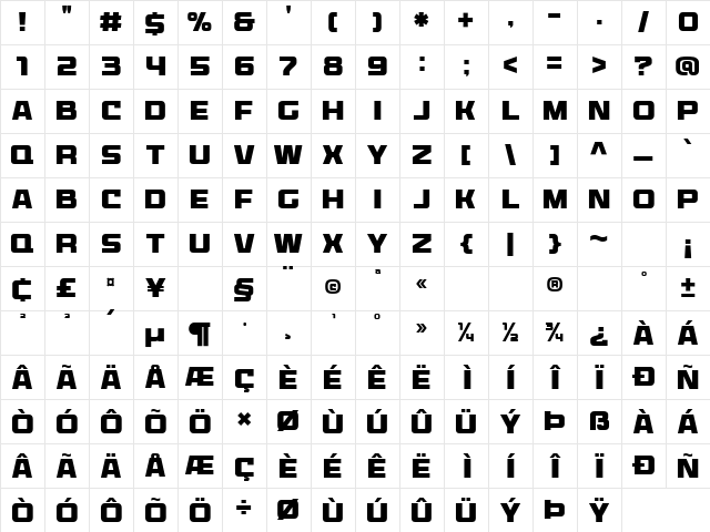 Microsport Bold Character Map Microsport Bold Character Map