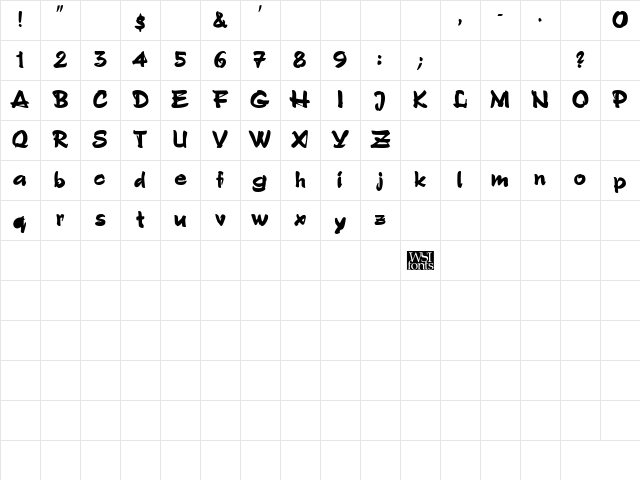 GrunionScript Bold Character Map