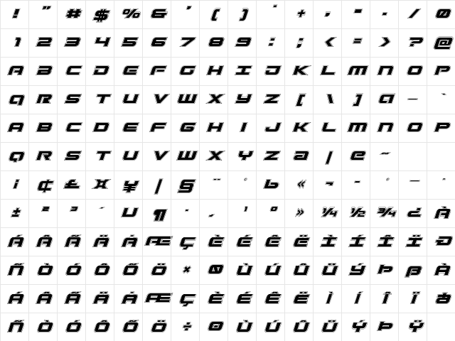 Gunship Academy Italic Italic Character Map Gunship Academy Italic Italic Character Map