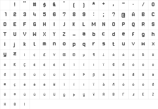 GVB Bus PID 10x7 Regular Character Map