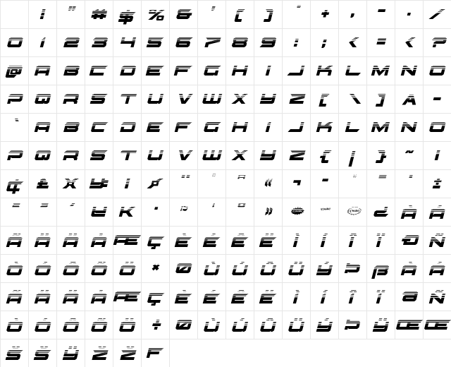 Gypsy Killer Half-Tone Italic Character Map Gypsy Killer Half-Tone Italic Character Map