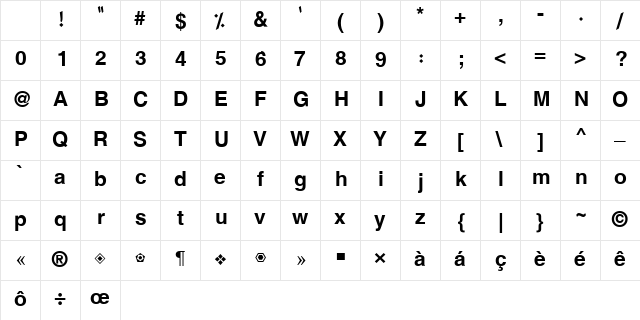 Hacen Casablanca Regular Character Map