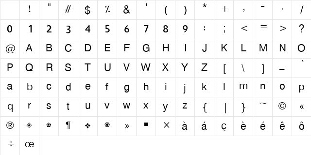 Hacen Digital Arabia LT Regular Character Map