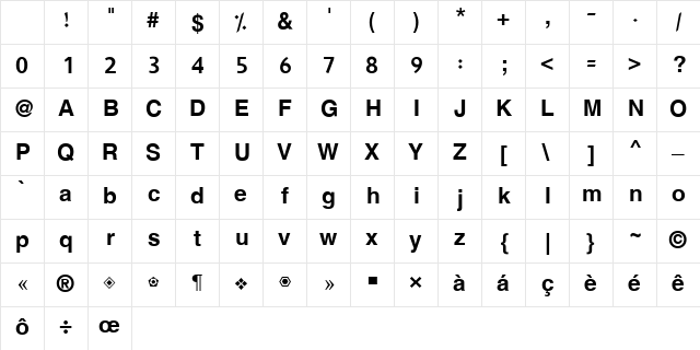 Hacen Digital Arabia Regular Character Map