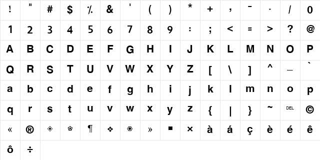 Hacen Liner Screen Bd Regular Character Map