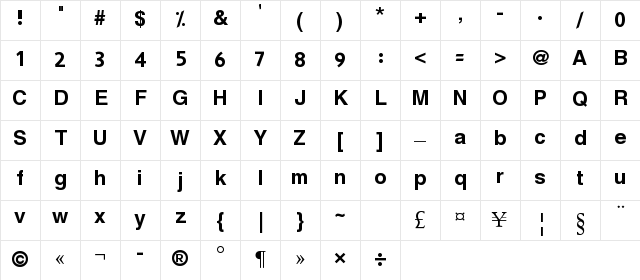 Hacen Maghreb Regular Character Map