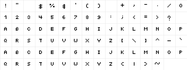 MicroTym Regular Character Map