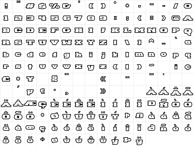 Hackney Block Outline Normal Character Map