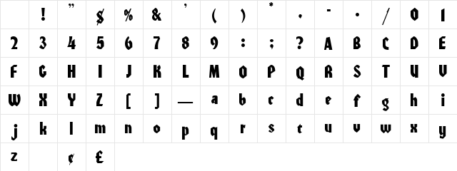 Haddock Normal Character Map