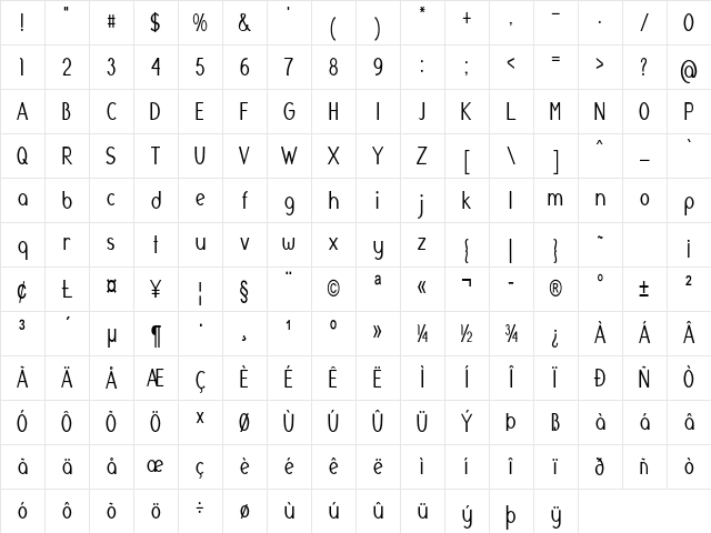 Halifax Condensed Bold Character Map Halifax Condensed Bold Character Map