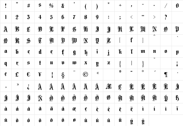 Middle Saxony Text Regular Character Map Middle Saxony Text Regular Character Map