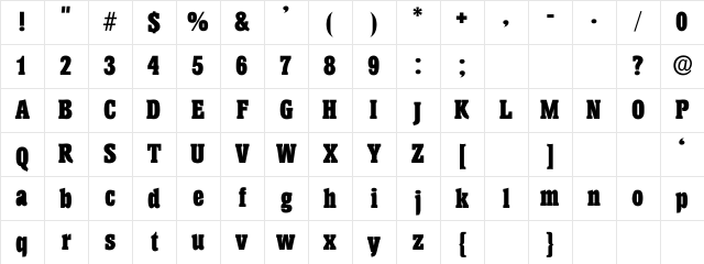 Hamburger Regular Character Map