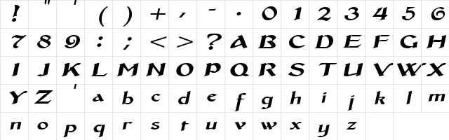 MiddleAgesExtended Italic Character Map