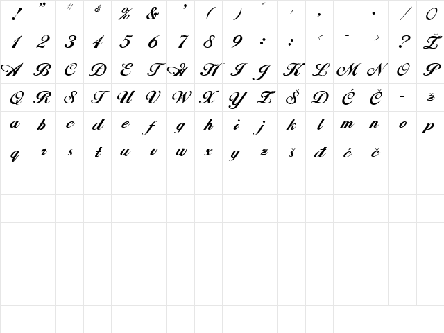 Hancock Regular Character Map