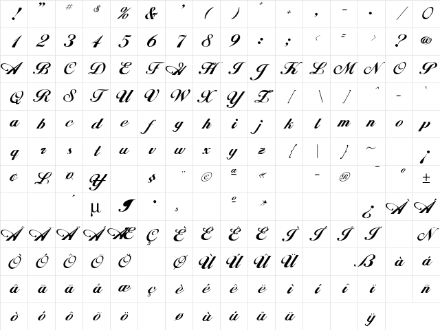 Hancock Regular Character Map