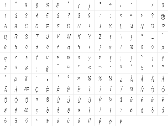 Hankle Condensed Regular Character Map Hankle Condensed Regular Character Map