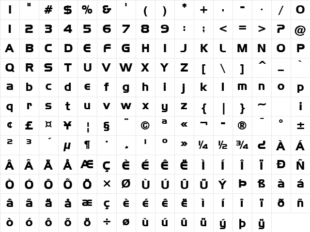 Hanzel Bold Character Map Hanzel Bold Character Map
