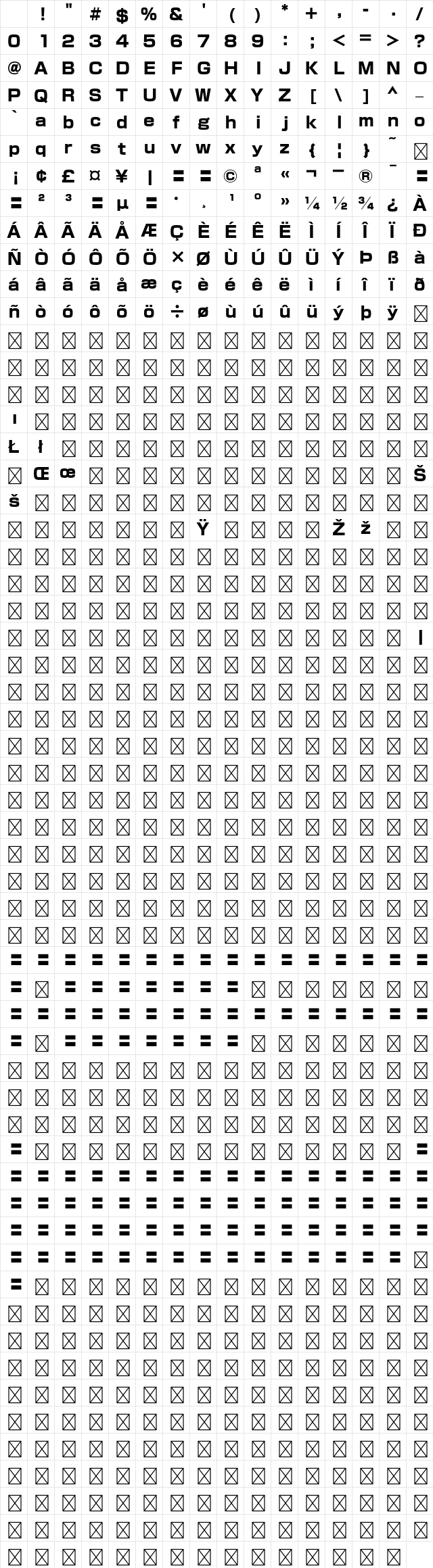 A-OTF HappyN Std H Character Map