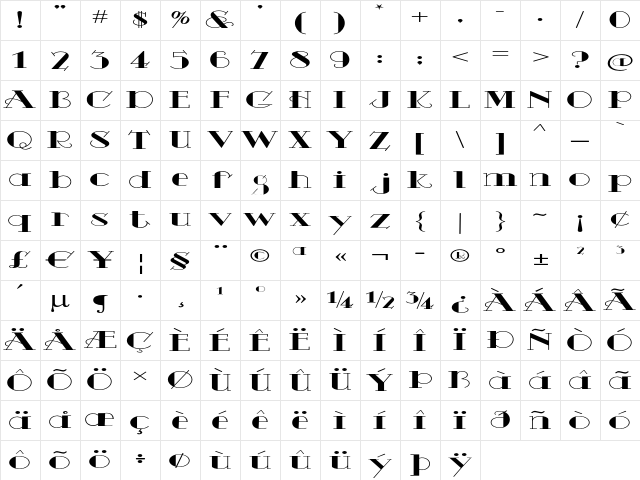 Harker Square Extra-expanded Regular Character Map