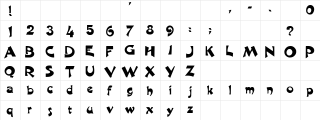 Harquil Regular Character Map Harquil Regular Character Map