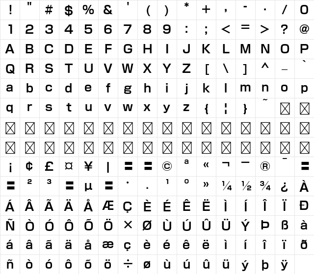 A-OTF HaseToppo Std DB Character Map