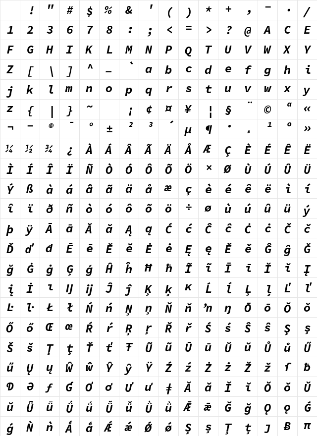 Hasklug Nerd Font Bold Italic Character Map Hasklug Nerd Font Bold Italic Character Map