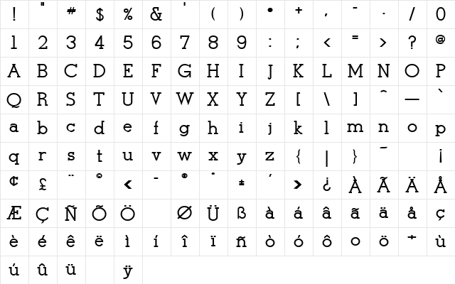 Midnight Rider 3 Bold Character Map