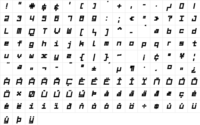 Midnight Letters Italic Character Map Midnight Letters Italic Character Map