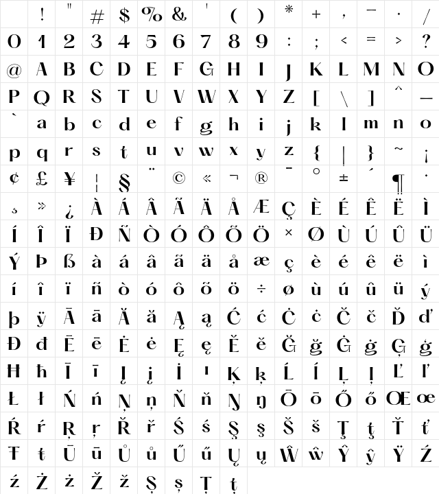 Hatton Semibold Character Map Hatton Semibold Character Map