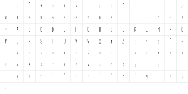 HBM Serenity Condensed Condensed Character Map